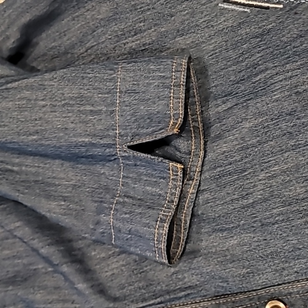 City Blue Chambray Embroidered Patriotic Stars Shirt Blue 18W - Picture 9 of 11